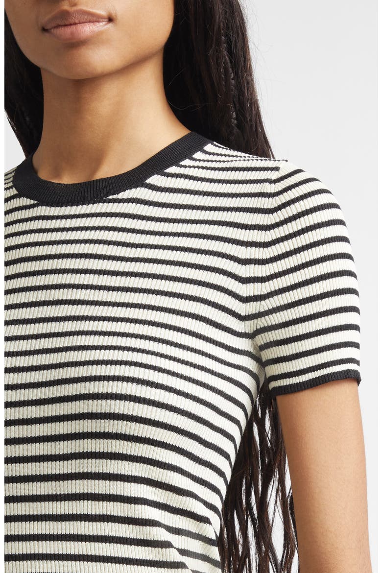 Hettie Stripe Silk Sweater, Alternate, color, BLACK/ IVORY STRIPE