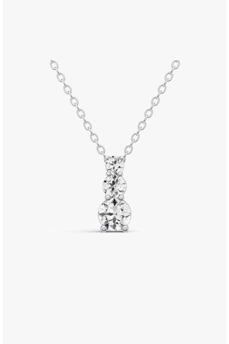14K Gold 2 ct Round Lab Grown Diamond Three Stone Snow Hidden Bail Pendant, Main, color, White Gold