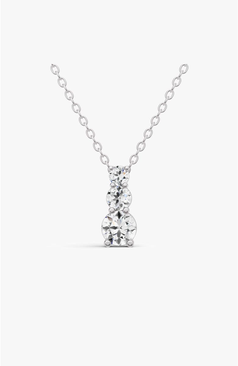 SEREIA OFFICIAL 14K Gold 2 ct Round Lab Grown Diamond Three Stone Snow Hidden Bail Pendant, Main, color, White Gold