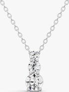 SEREIA OFFICIAL 14K Gold 2 ct Round Lab Grown Diamond Three Stone Snow Hidden Bail Pendant