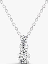SEREIA OFFICIAL 14K Gold 2 ct Round Lab Grown Diamond Three Stone Snow Hidden Bail Pendant