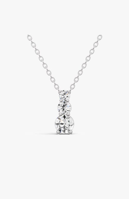 Sereia Official 14k Gold 0.75 Ct Round Lab Grown Diamond Three Stone Snow Hidden Bail Pendant In White Gold