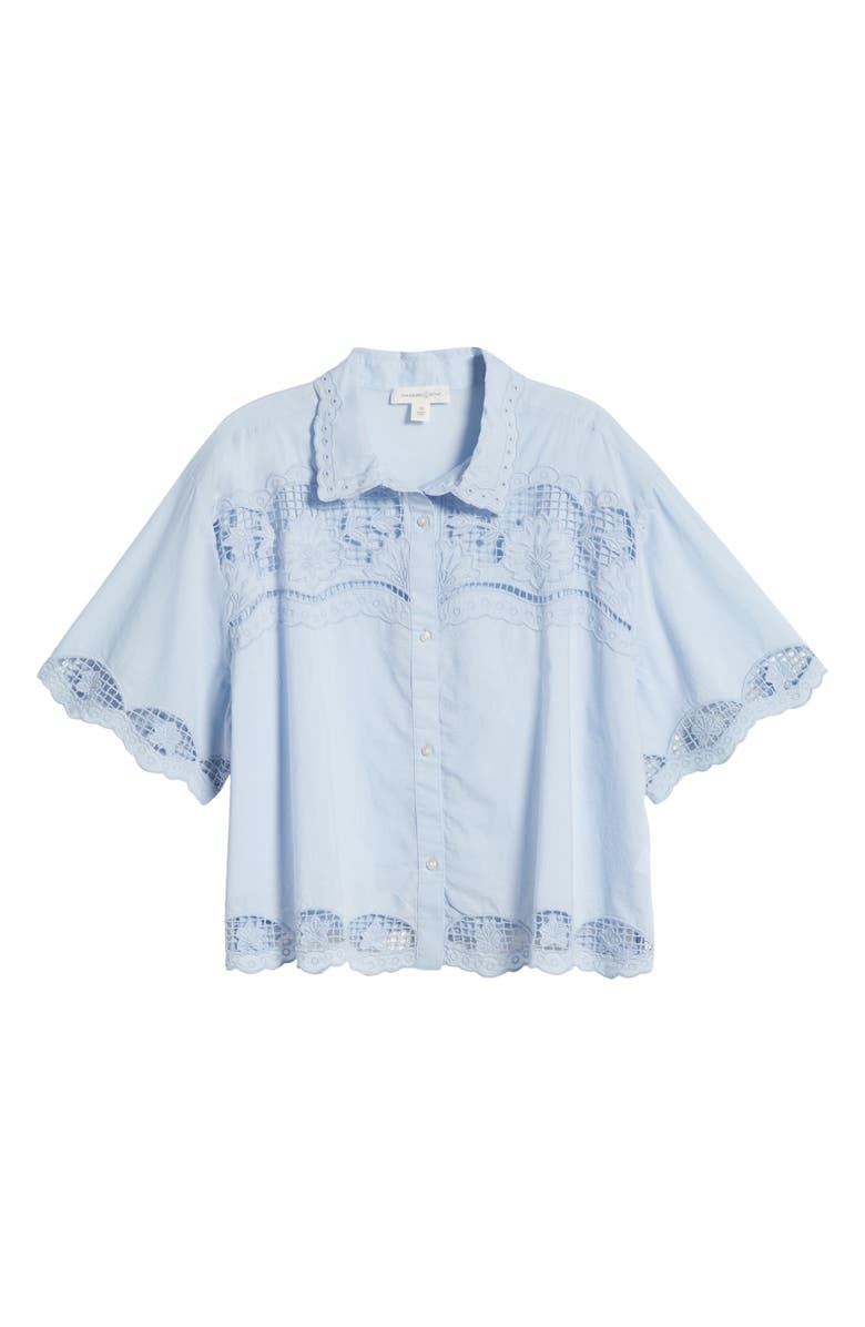 Treasure & Bond Cutwork Cotton Eyelet Button-Up Shirt, Alternate, color, Blue Skyway