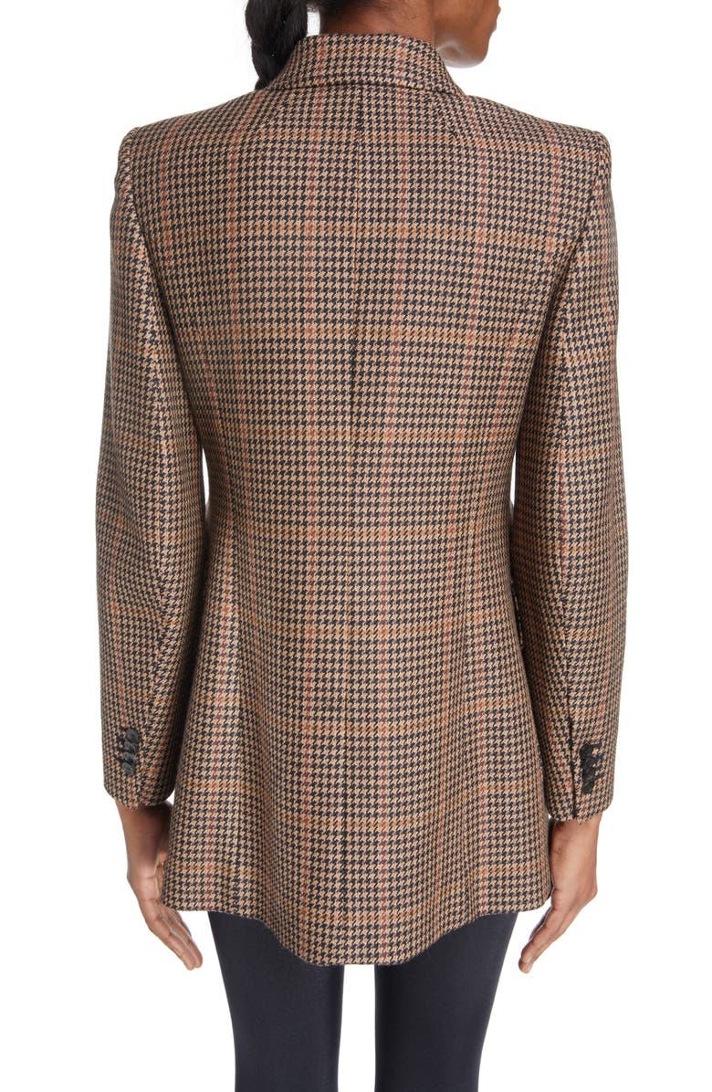 Balenciaga Hourglass Houndstooth Strong Shoulder Double Breasted Wool Blend Blazer, Alternate, color, 