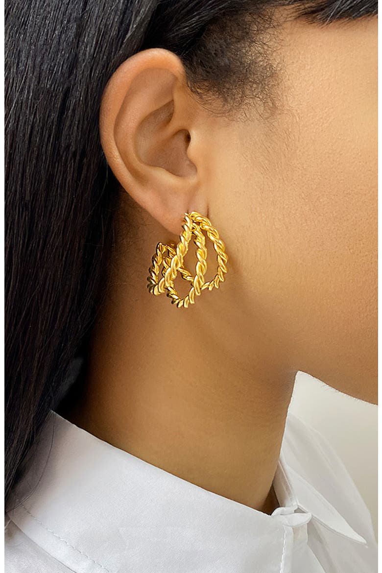 Water Resistant Twisted Hoop Earrings, Alternate, color, YELLOW