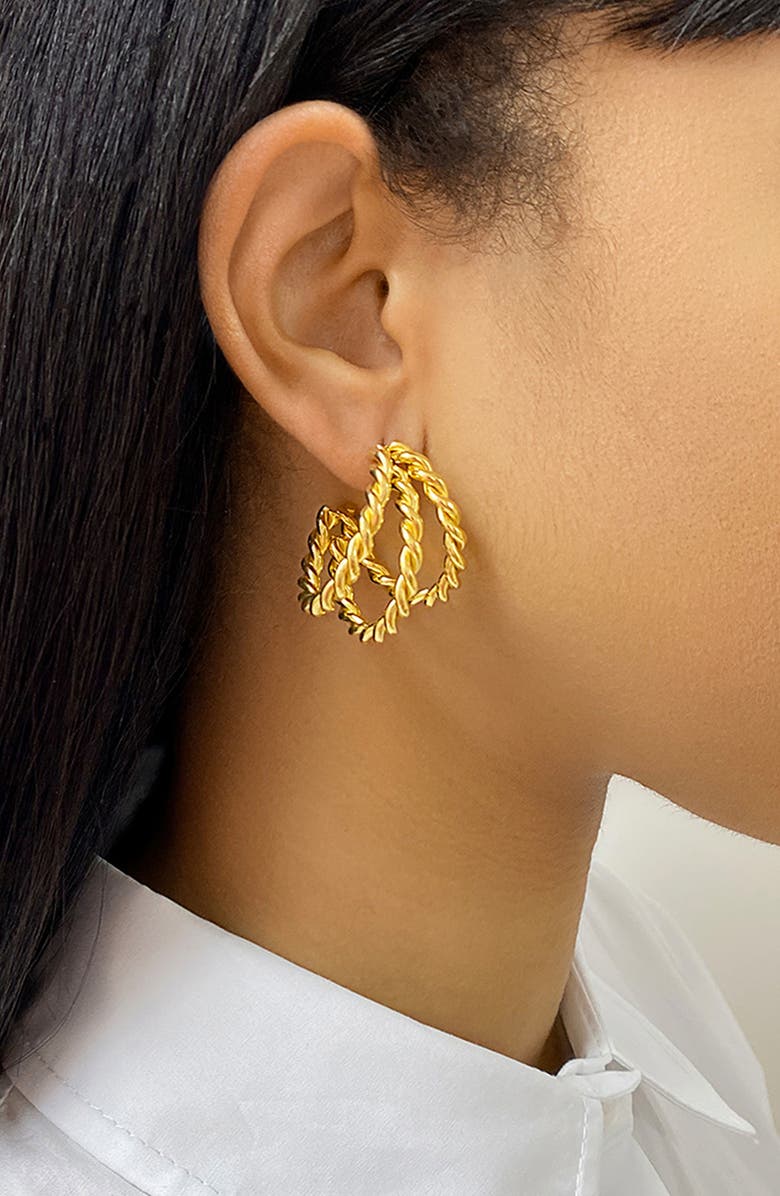 Adornia Water Resistant Twisted Hoop Earrings, Alternate, color, Yellow