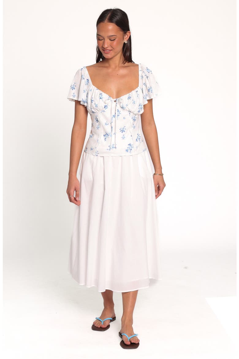 Laeriel Ditsy Floral Flutter Sleeve Top, Alternate, color, CREAM FLORAL