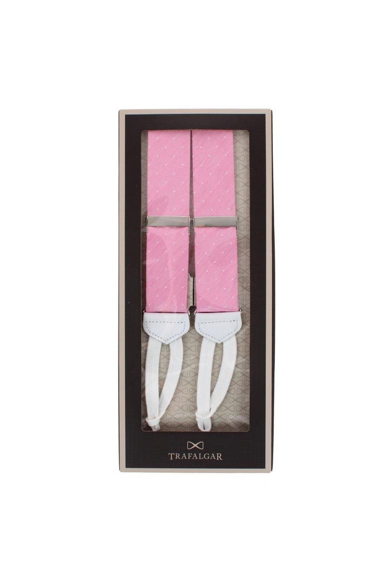Big & Tall Churchill Chambray Polka Dot Linen Blend Formal Suspenders, Alternate, color, Light Pink with Polka Dots