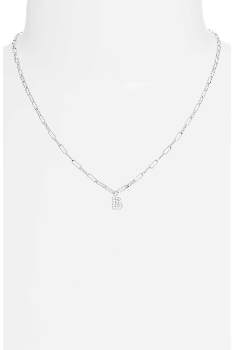 Pavé Initial Pendant Necklace, Alternate, color, RHODIUM - B