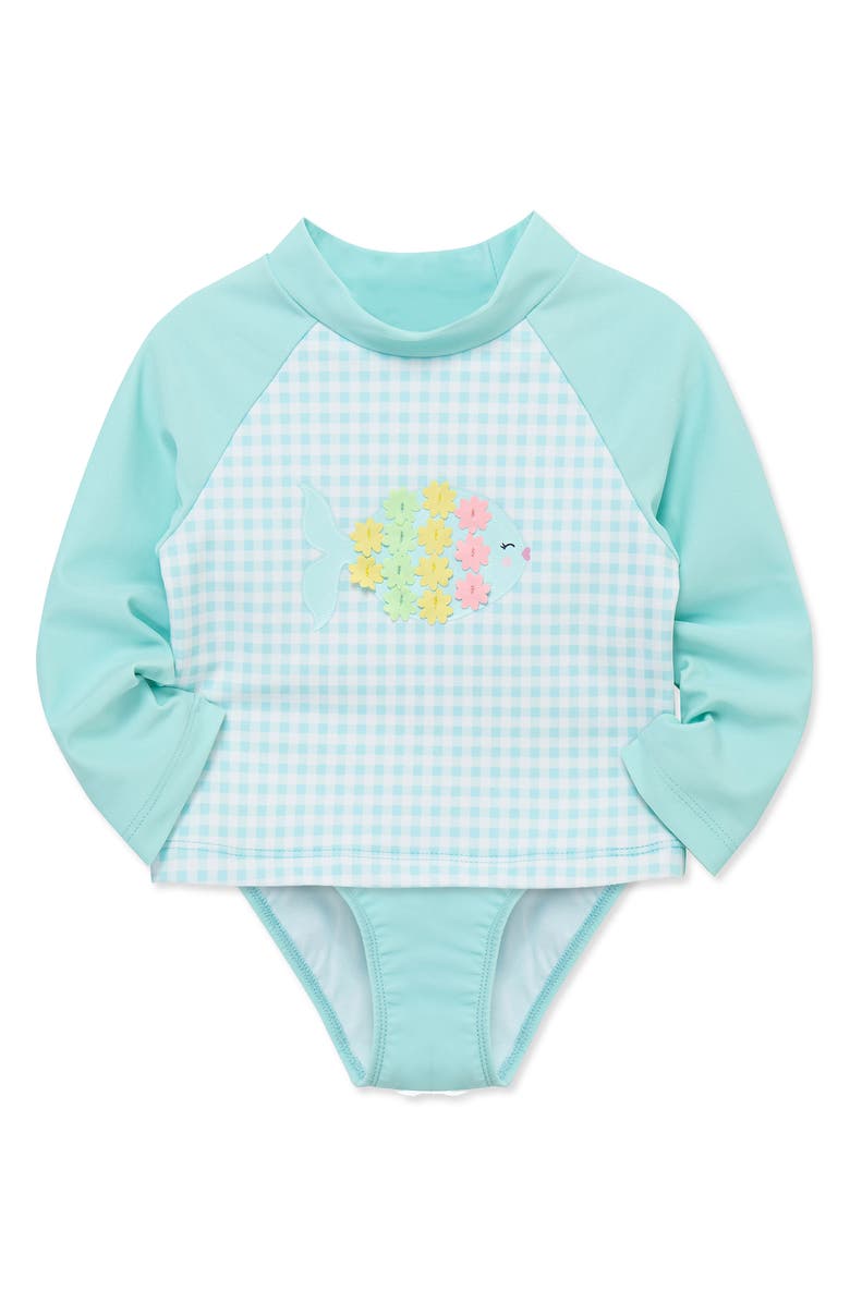 Little Me Fish UPF 50+ Rashguard Top & Bottoms Set, Alternate, color,