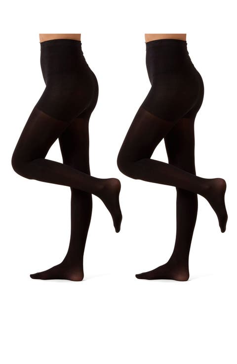 2-Pack Opaque Control Top Tights