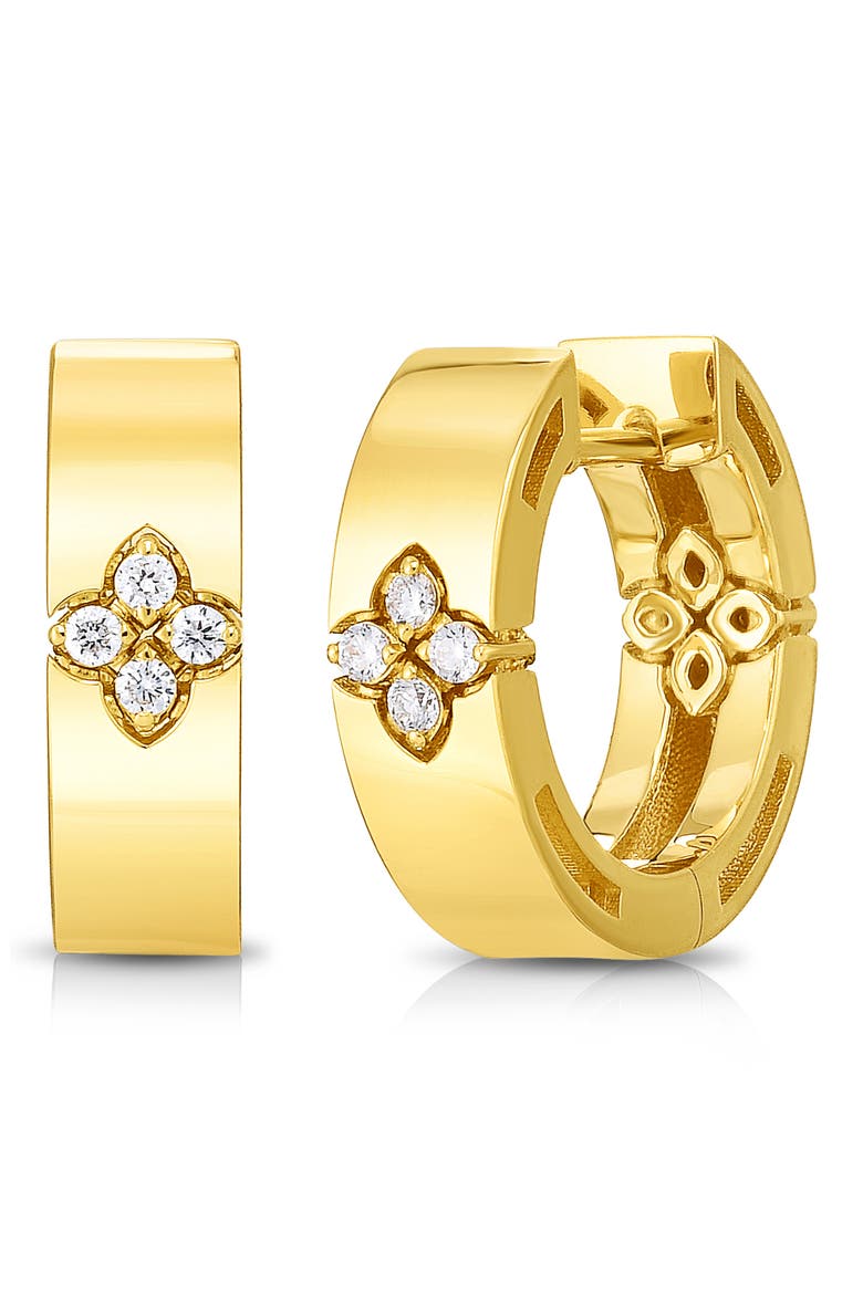 Verona Diamond Huggie Hoop Earrings, Main, color, D0.05 18KYG
