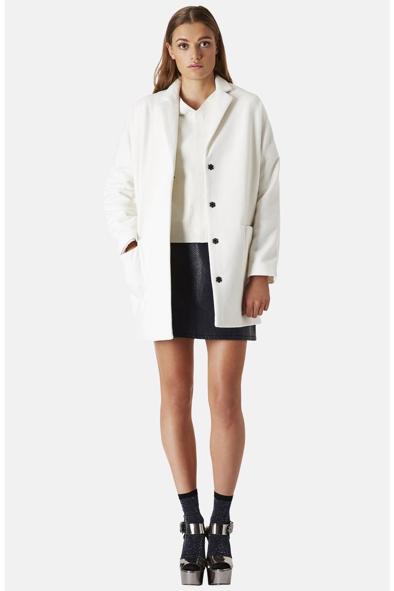 Oversized Snap Button Coat, Alternate, color, WHITE