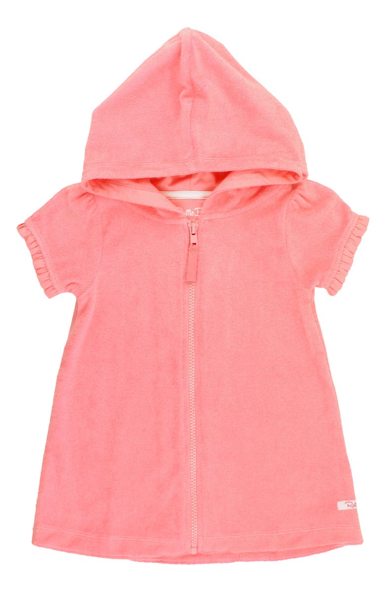 RuffleButts Terry Cloth Swim Cover-Up, Alternate, color, Bubblegum Pink
