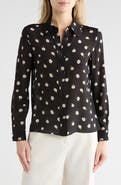 Alice + Olivia Willa Floral Long Sleeve Silk Button-Up Shirt