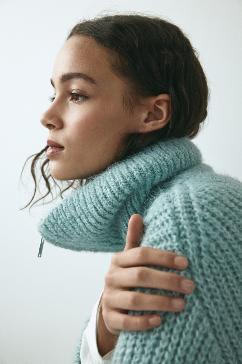 Zip-through Cardigan, Alternate, color, Light turquoise