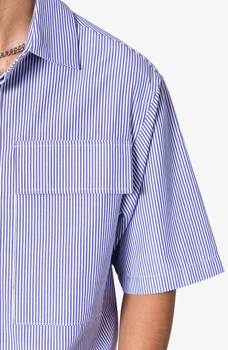 mnml Oversize Crop Stripe Short Sleeve Button-Up Shirt, Alternate, color,