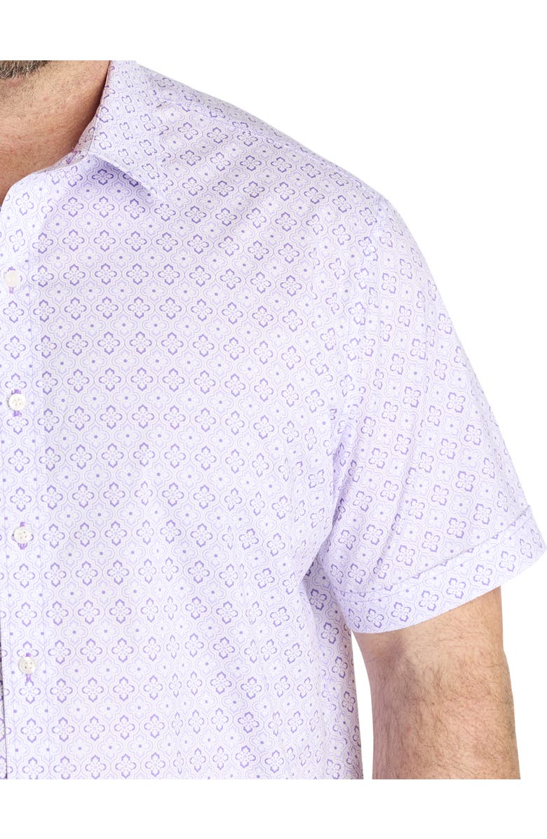 Synrgy by DXL Big & Tall Quatrefoil Pattern Sport Shirt, Alternate, color, Purple