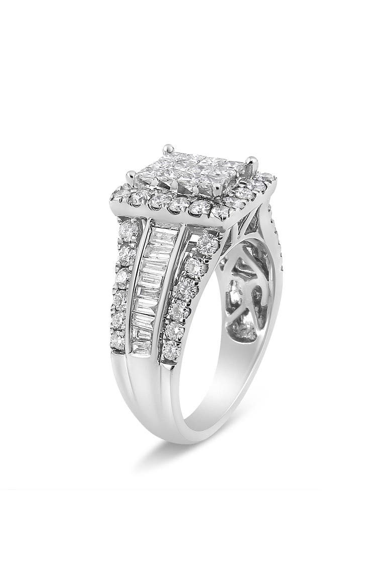 14K White Gold 2.00 Cttw Composite Head with Halo Diamond Ring, Alternate, color, White