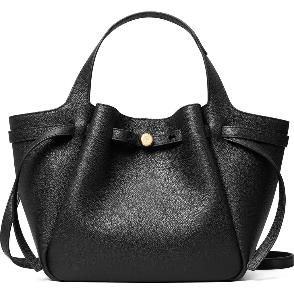 Tory Burch Romy Pebble Leather Satchel In Black