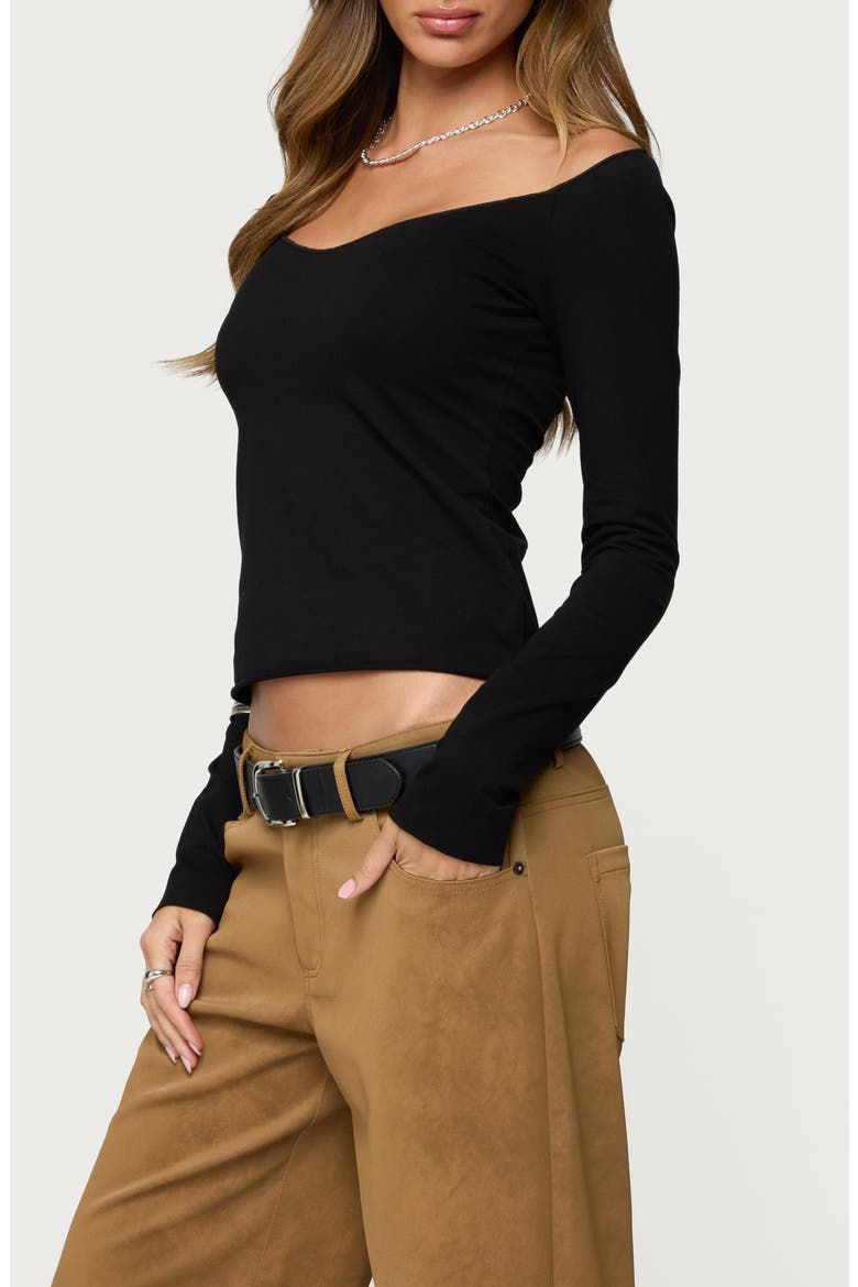 Nattie Boat Neck Top, Alternate, color, BLACK