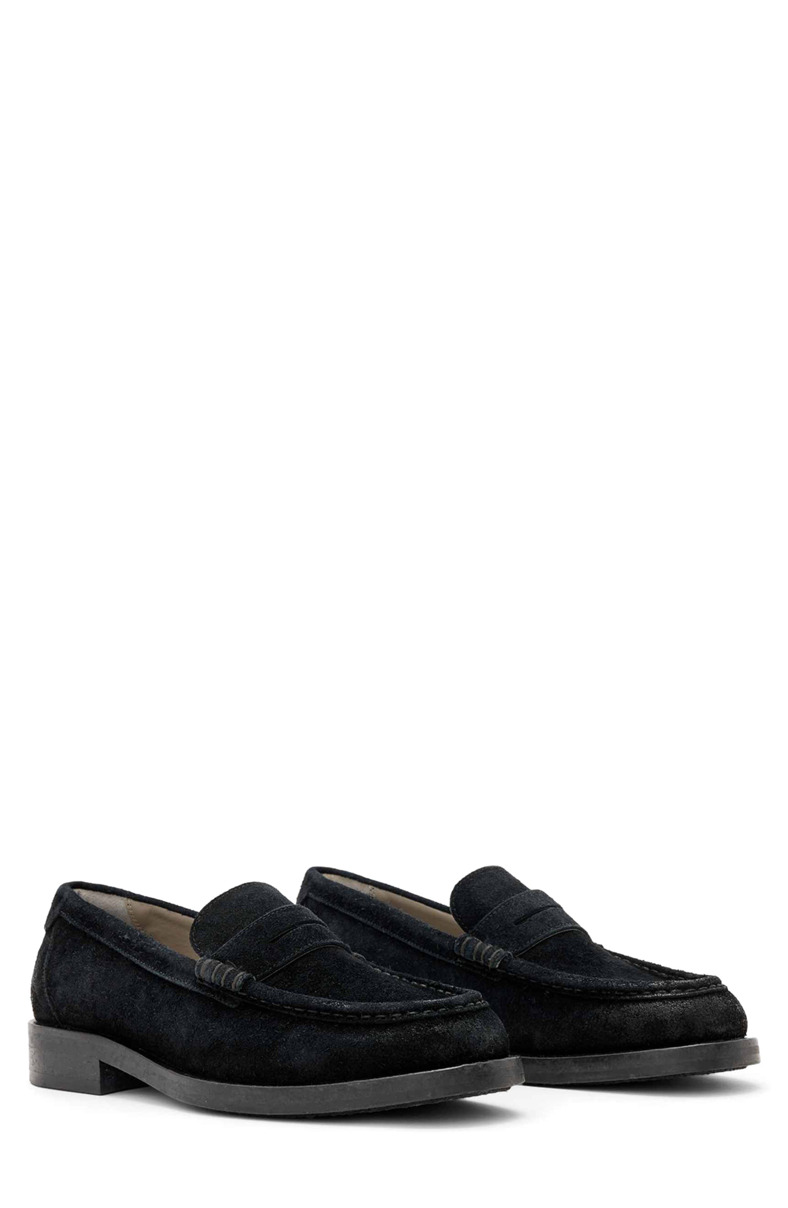 AllSaints Bloom Penny Loafer, Main, color, Black