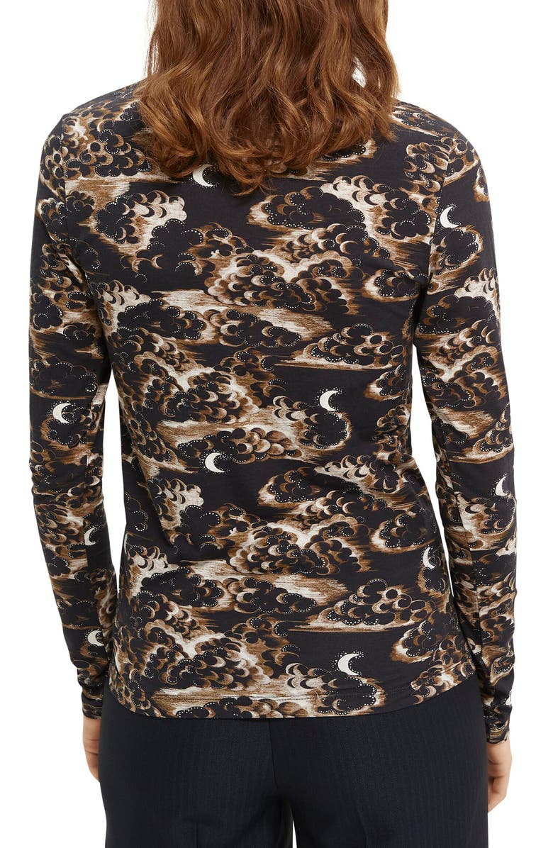Scotch & Soda Print Organic Cotton Mock Neck, Alternate, color,