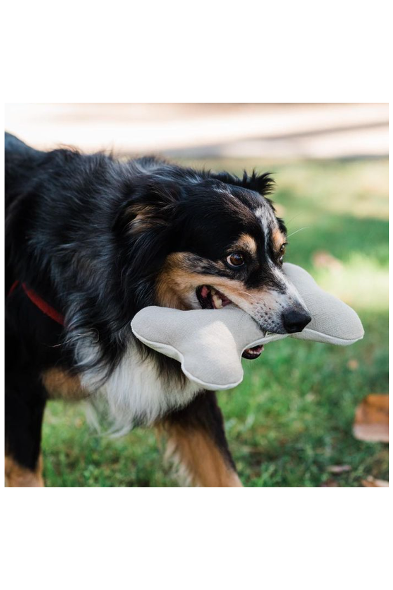 Organic Dog Toy for Gentle Chewers | Plush Hemp & Cotton Dog Bone | USA Made, Alternate, color, Ivory