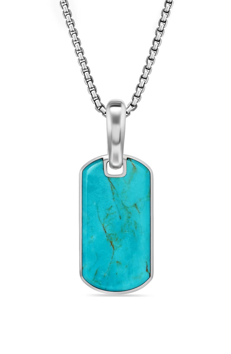 David Yurman Men's Chevron Tag, 21mm, Main, color, Sterling Silver/ Turquoise