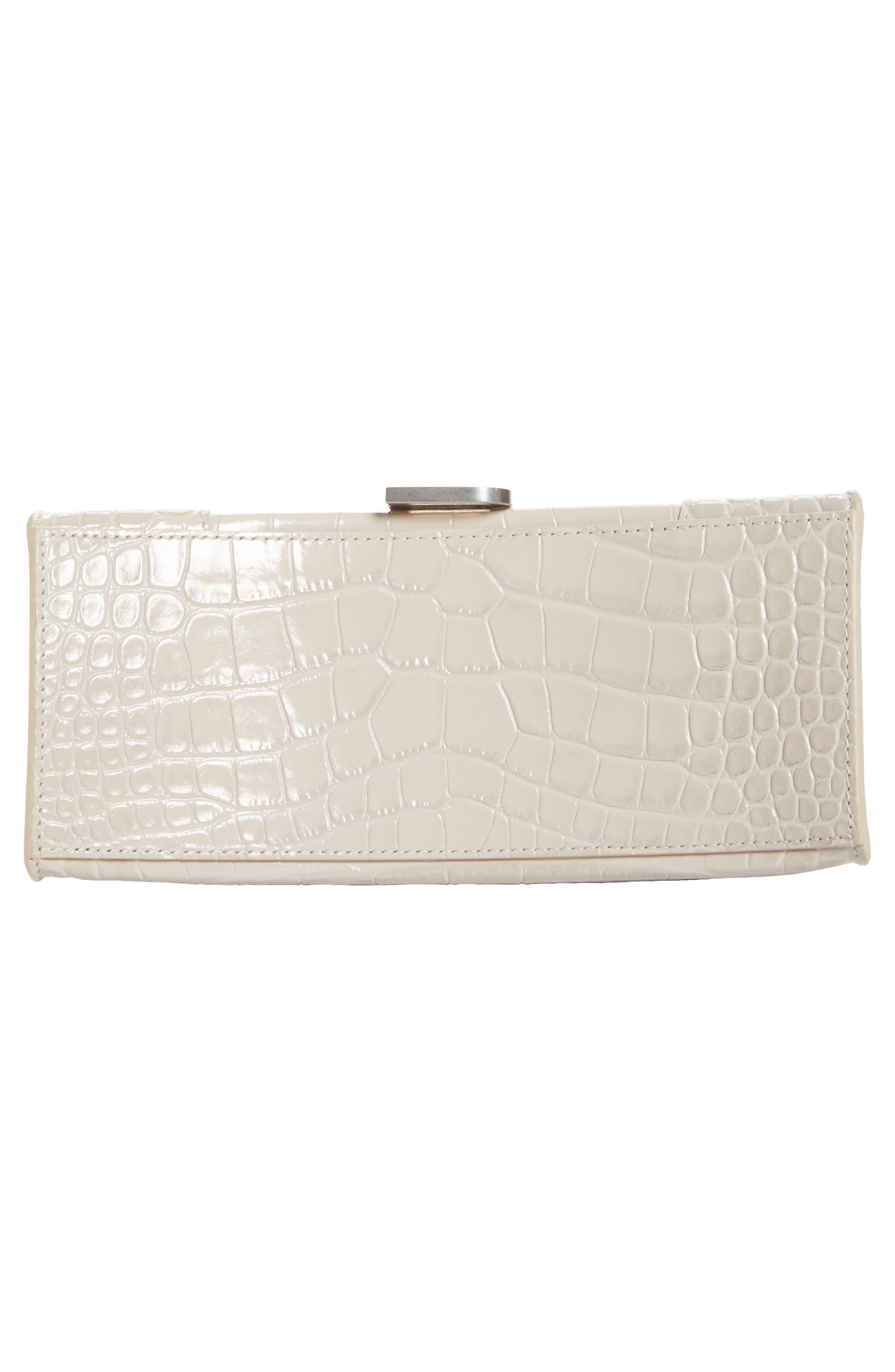 Balenciaga Small Hourglass Croc Embossed Leather Top Handle Bag, Alternate, color, 