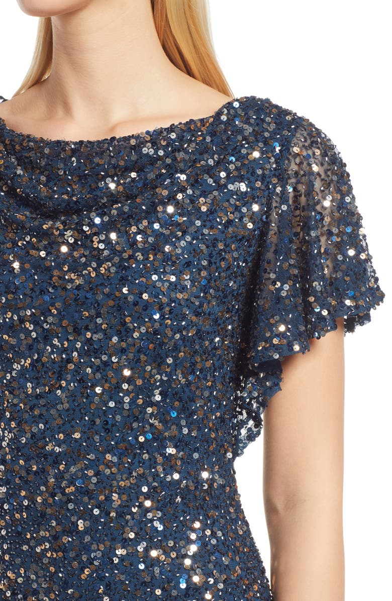 Pisarro Nights Cowl Neck Sequin Cocktail Dress, Alternate, color,