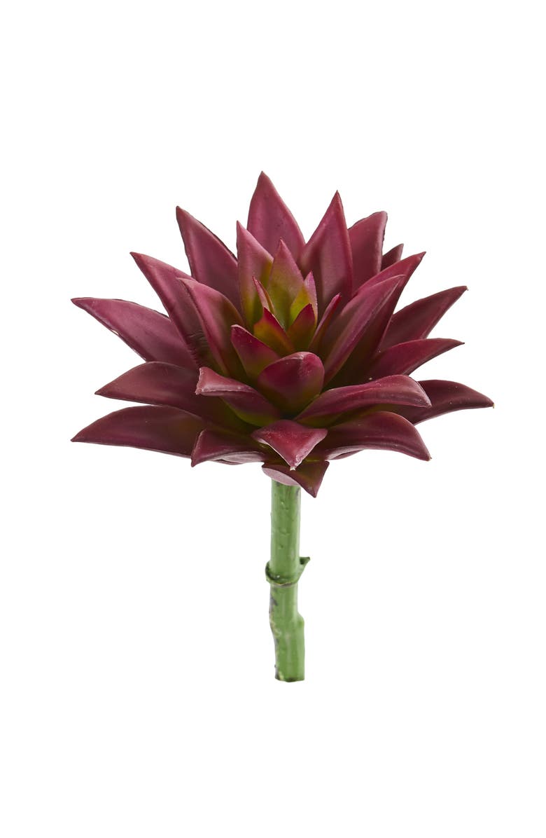 NEARLY NATURAL 8-in Agave Succulent Pick Artificial Plant, Main, color, Burgundy