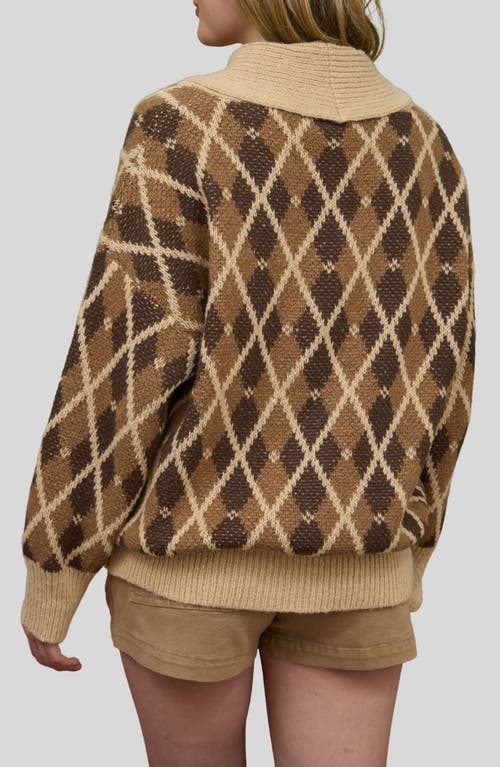 Blu Pepper Argyle Cotton Button Front Cardigan In Multi