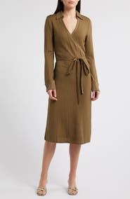 BOSS Ellarie Rib Long Sleeve Dress