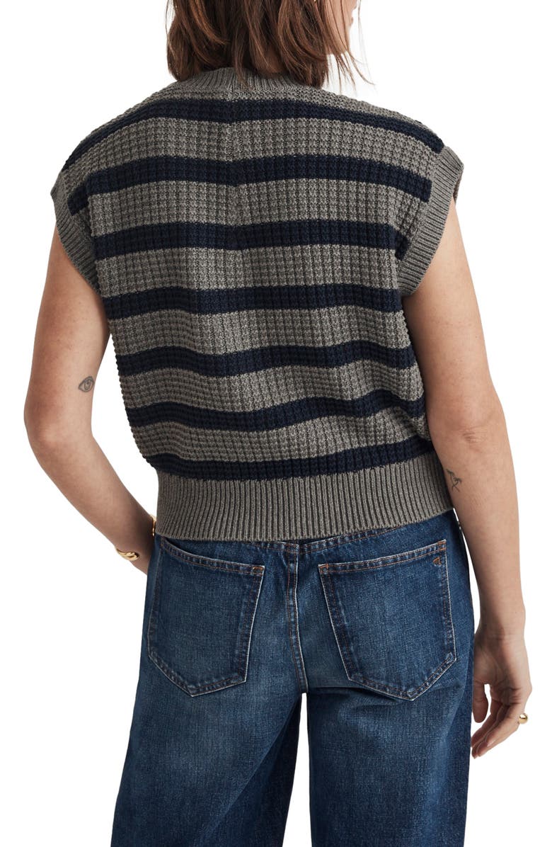 Madewell Stripe Waffle Knit Sweater Vest, Alternate, color,