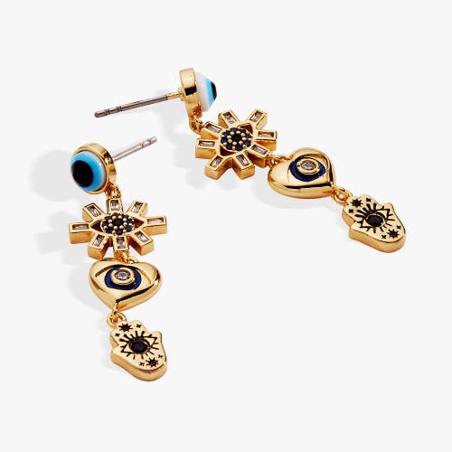 Alex And Ani Evil Eye Linear Earring In Gold