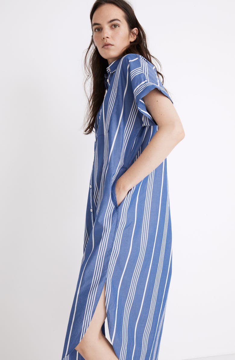 Madewell Philly Stripe Cotton Midi Shirtdress, Alternate, color, 
