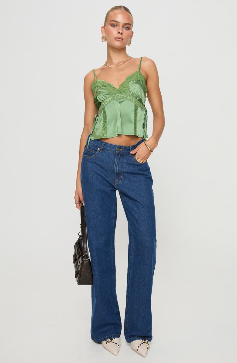 Princess Polly Isolind Satin Lace Trim Camisole, Alternate, color, 