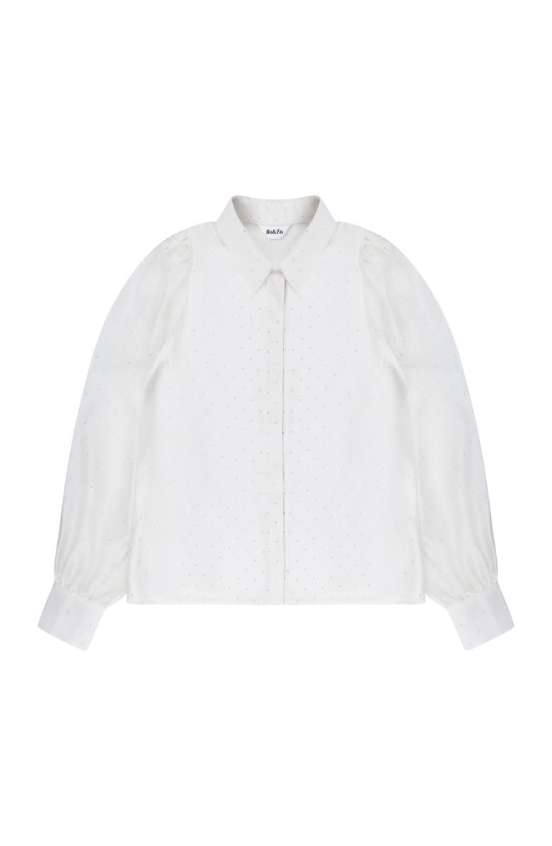 Ro&Zo Button Up Mini Diamante Shirt, Alternate, color, Ivory