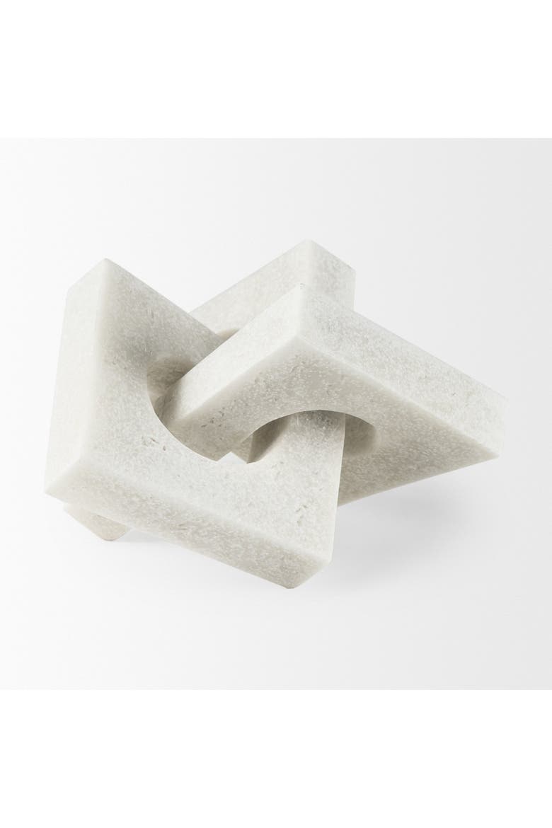 Linx Granite Resin Sculpture Decorative Object, Alternate, color, White