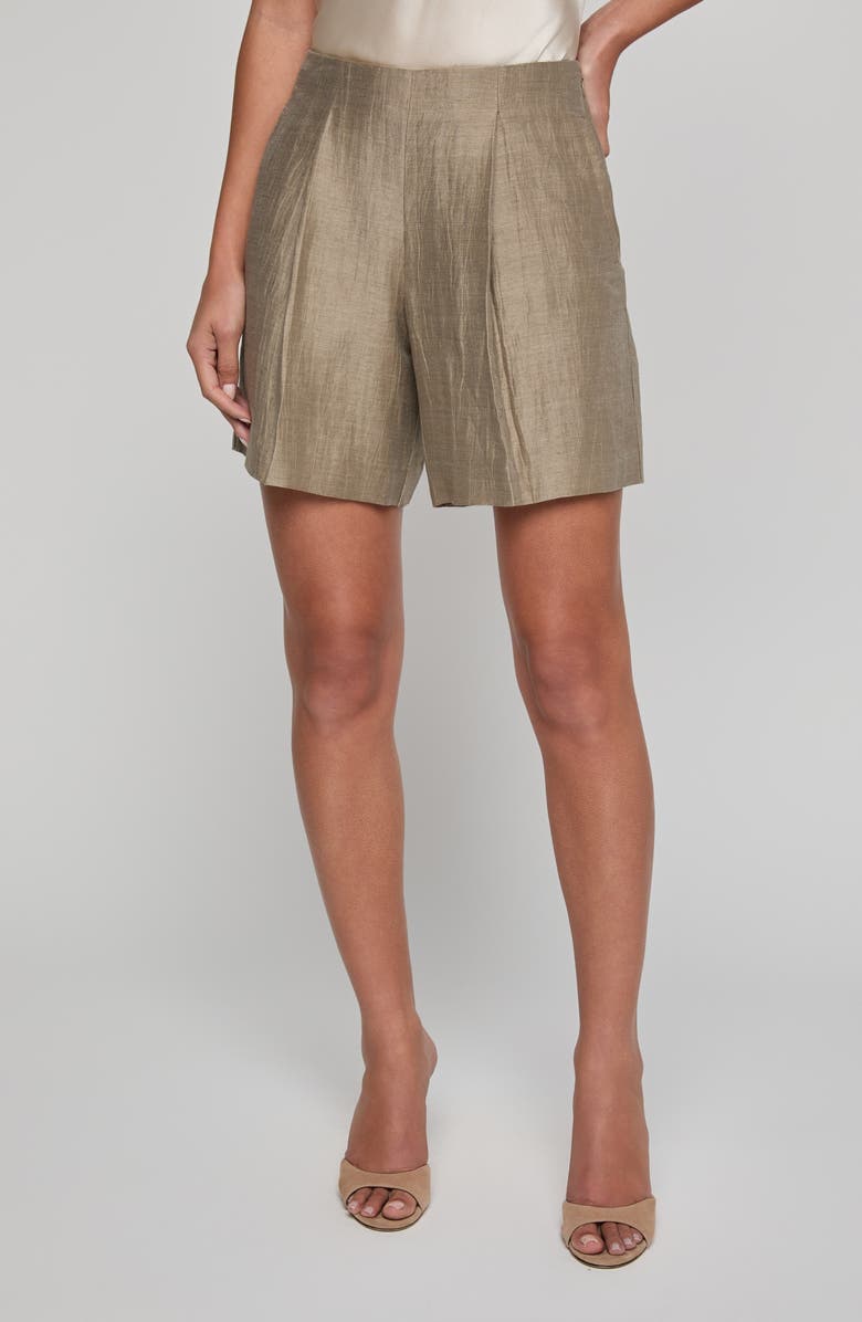 L'AGENCE Hadleigh Linen Blend Shorts, Alternate, color, Grey Taupe