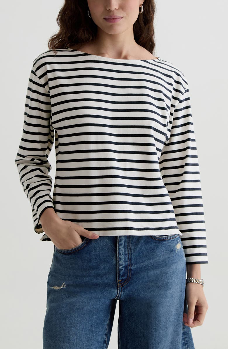 AG Annie Stripe Stretch Cotton T-Shirt, Main, color, 