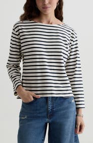 AG Annie Stripe Stretch Cotton T-Shirt