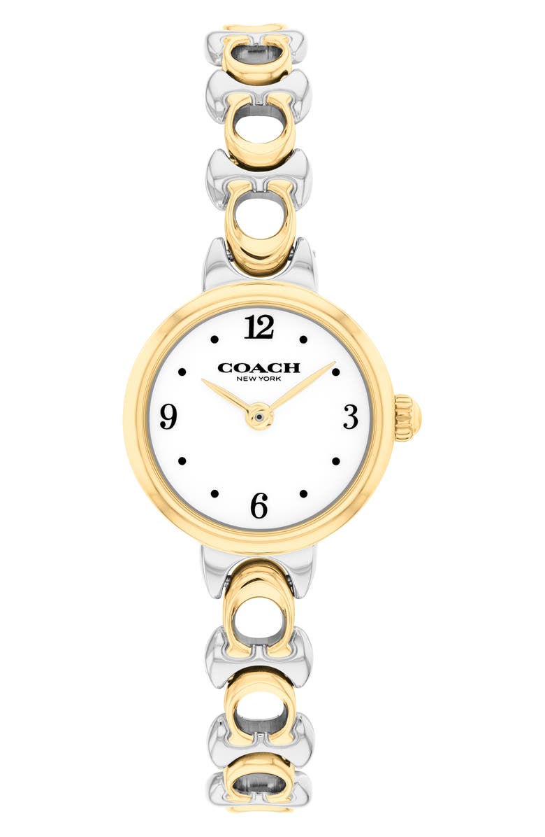 COACH Iris Two-Tone Bracelet Watch, 22.5mm, Main, color, White/ Silver/ Gold