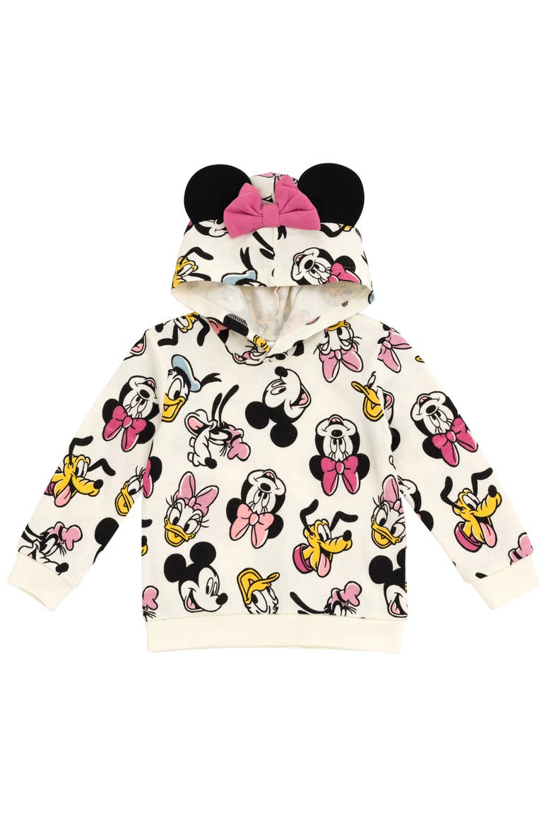 Mickey Mouse & Friends Fleece Hooded Sweatshirt, Main, color, Ivory Mickey Friends