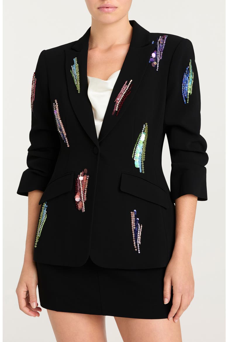 Sequin & Paillette Detail Jacket, Main, color, BLACK/ MULTI