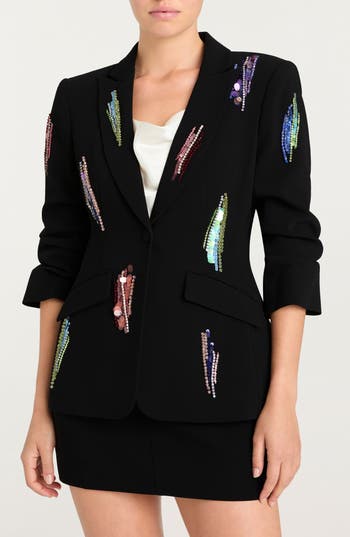 Cinq à Sept Sequin & Paillette Detail Jacket in Black/Multi at Nordstrom Rack, Size 2