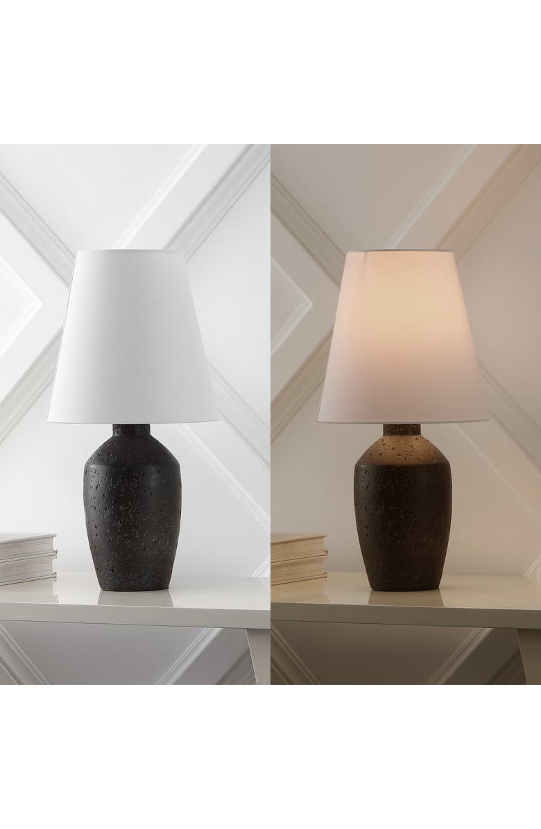 JONATHAN Y Xander 19.5" Minimalist Scandinavian Concrete Effect Resin/Iron Ginger Jar LED Table Lamp, Alternate, color, Matte Black