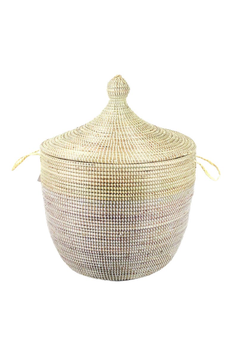 Mbare Dou Lid Storage Basket Two-Tone Low Storage, Main, color, Natural And White