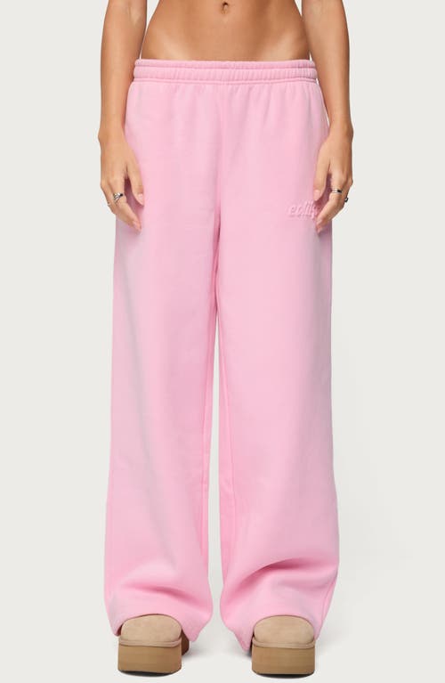 Edikted Totally Logo Wide Leg Sweatpants In Pink